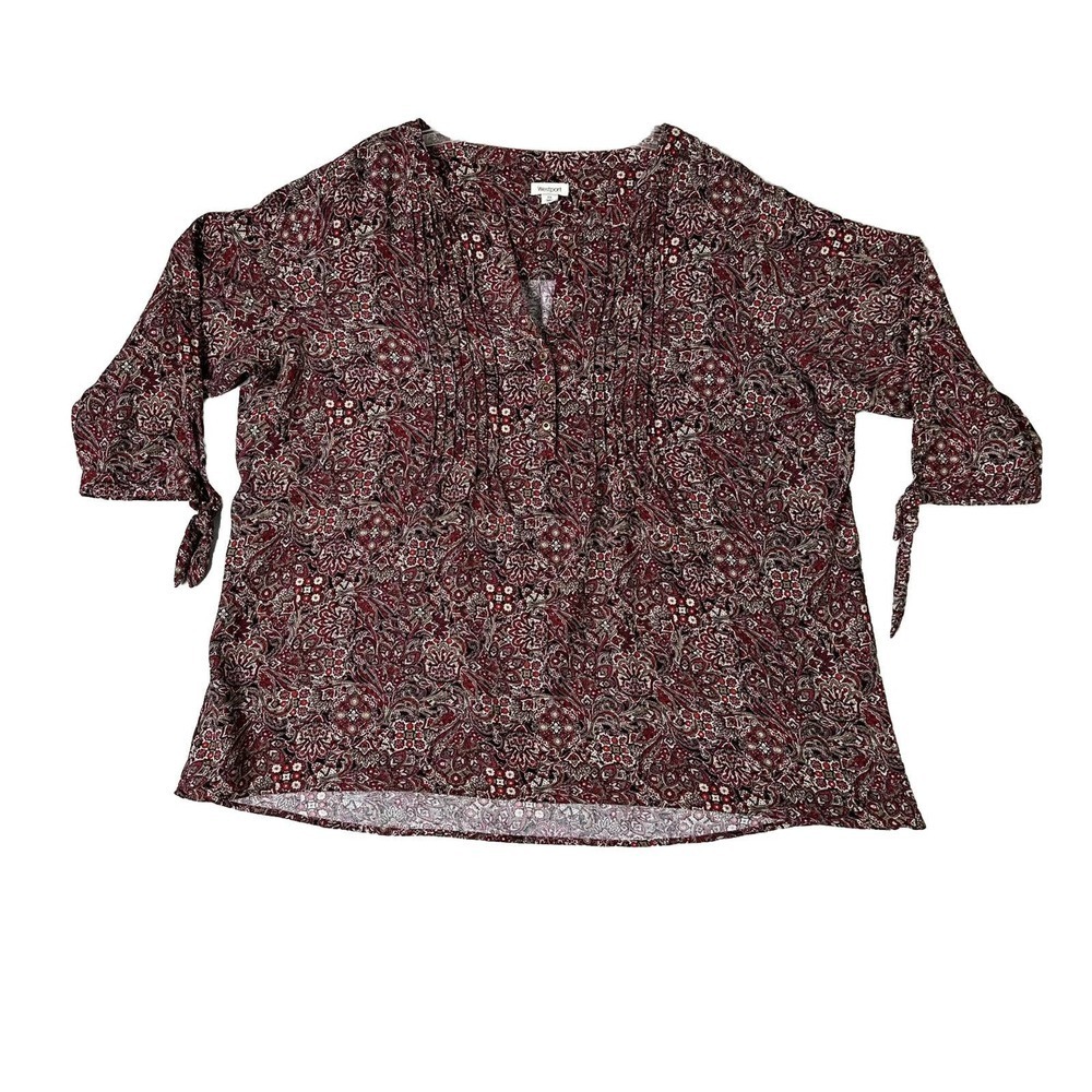 Westport Top Women Sz XL Fall Colors Pin tuck V-neck Lightweight Relaxed Fit